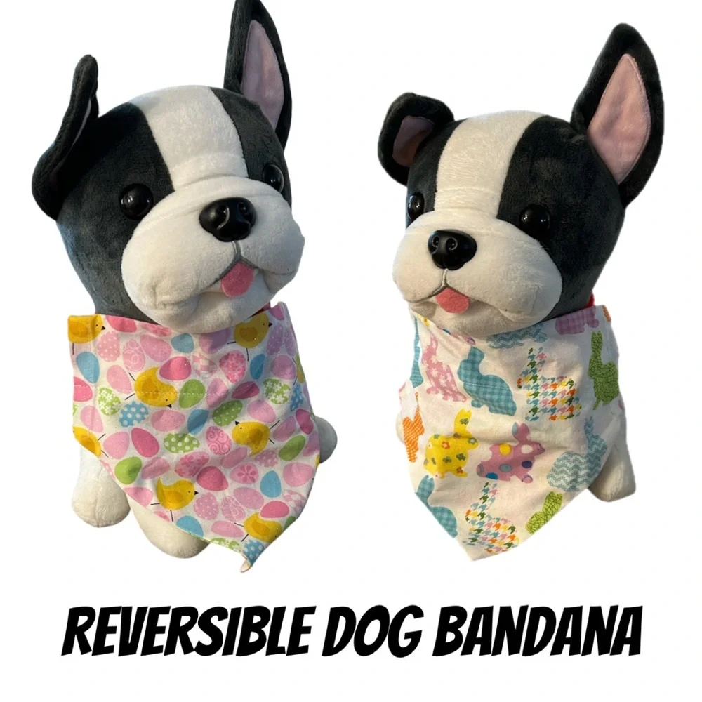 🟣 4/$15 Colorful Easter Egg Dog Bandana NEW reversible slips over a collar